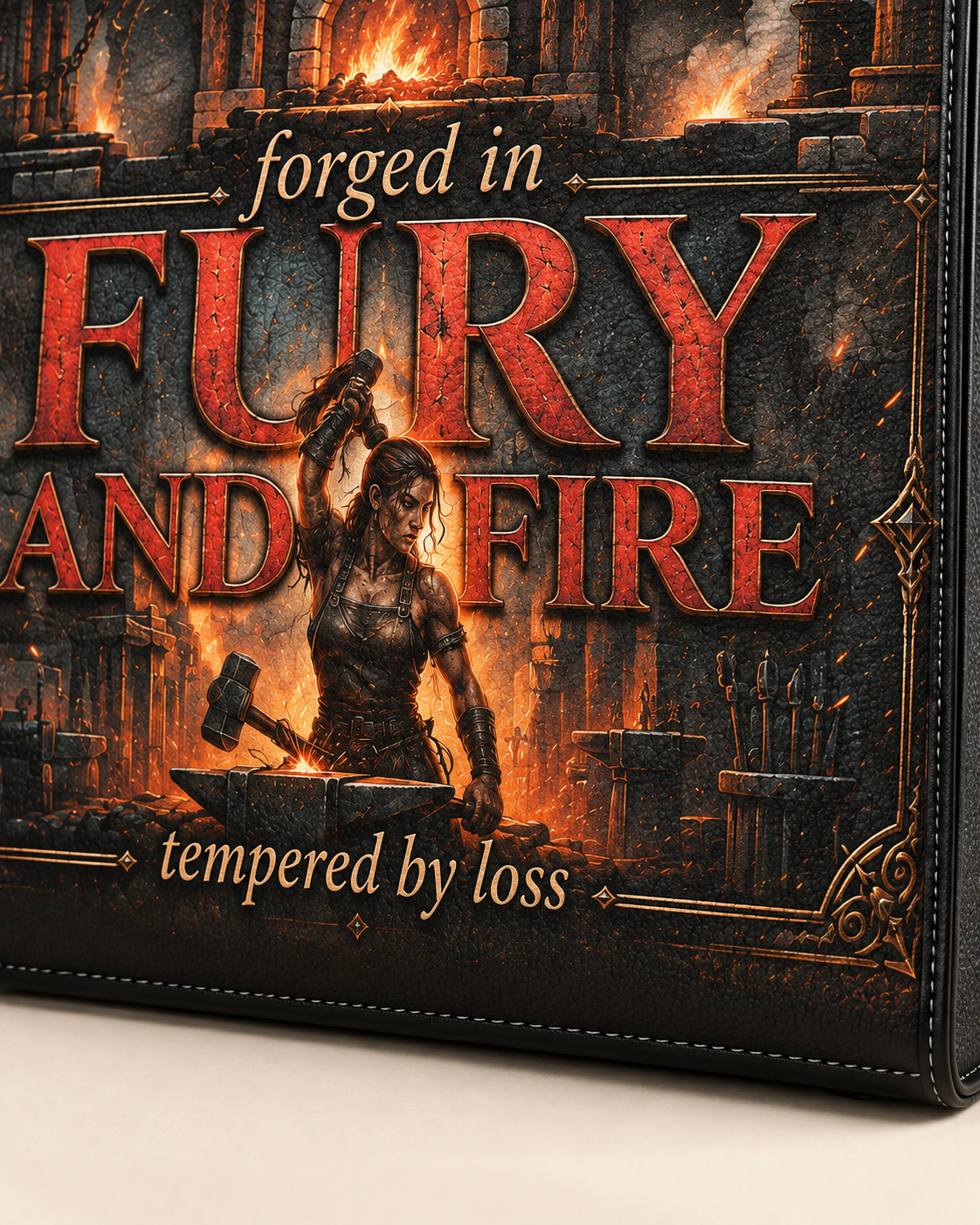 "Forged in Fury and Fire" Blacksmith Warrior Leather Handbag