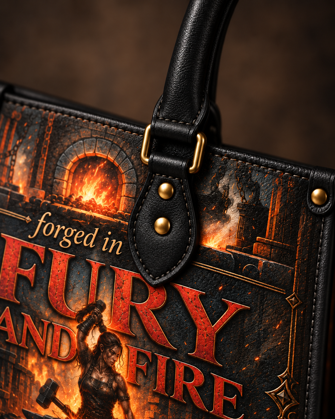 "Forged in Fury and Fire" Blacksmith Warrior Leather Handbag