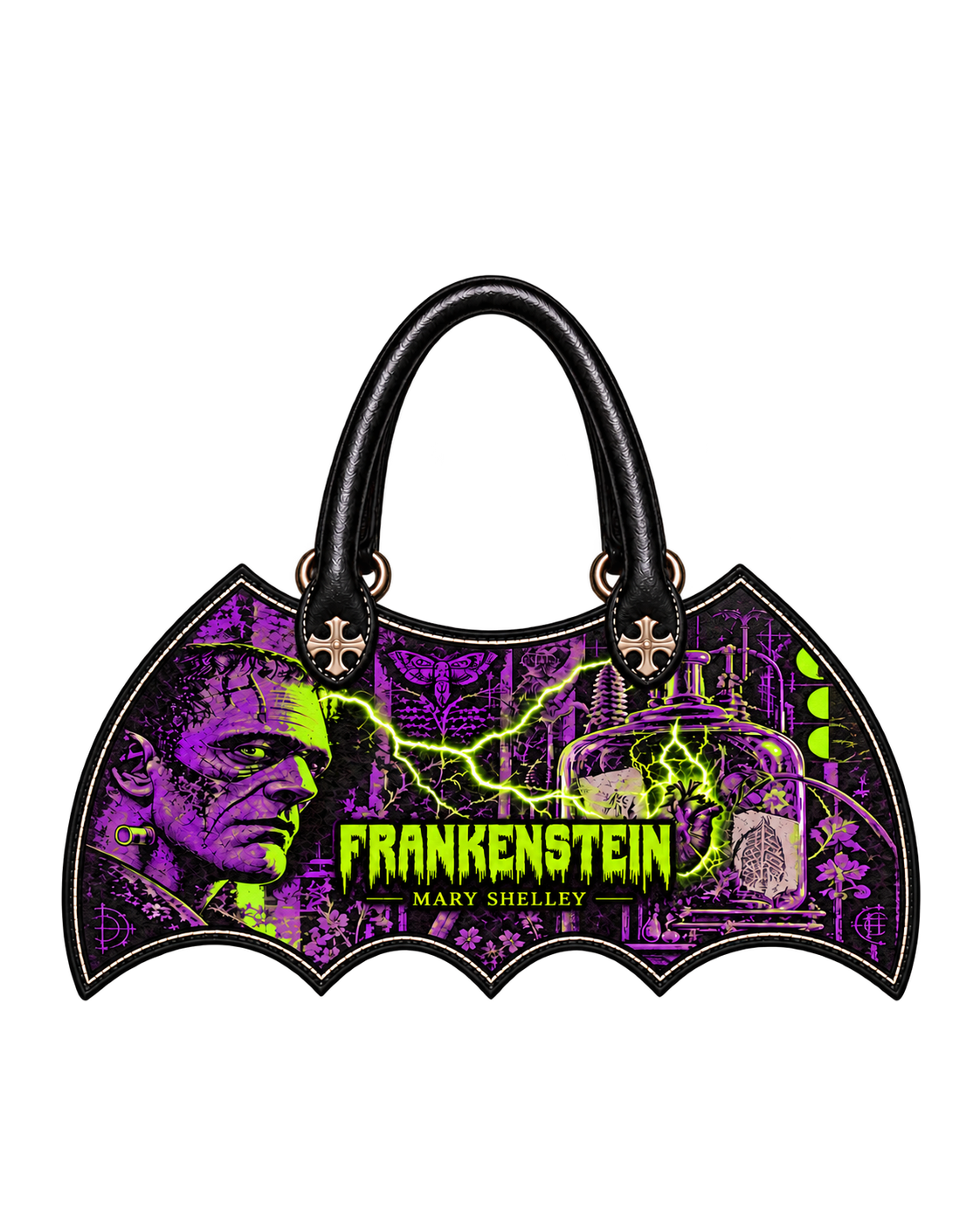 "Frankenstein" Lablight Violet Bat Wing Handbag