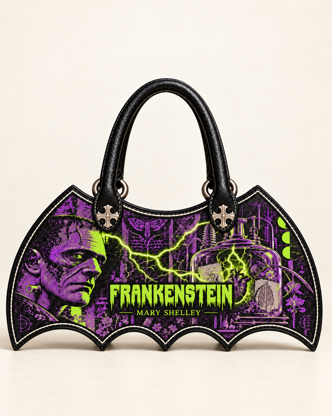 "Frankenstein" Lablight Violet Bat Wing Handbag