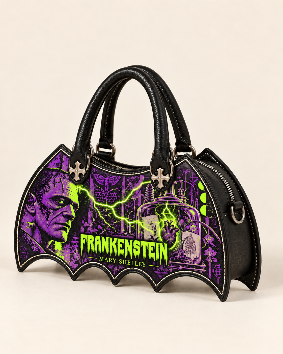 "Frankenstein" Lablight Violet Bat Wing Handbag