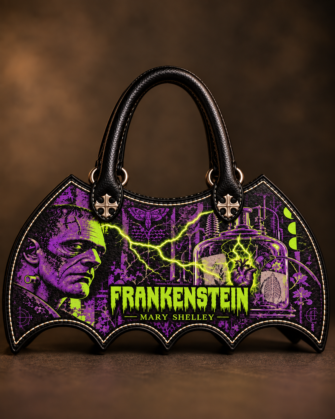 "Frankenstein" Lablight Violet Bat Wing Handbag
