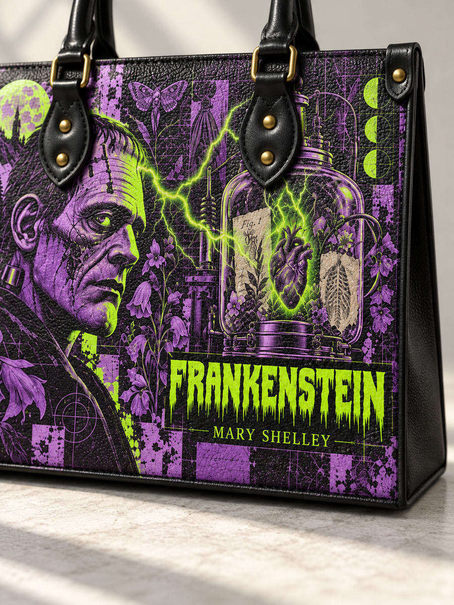"Frankenstein" Lablight Violet - Black Interior - Leather Handbag