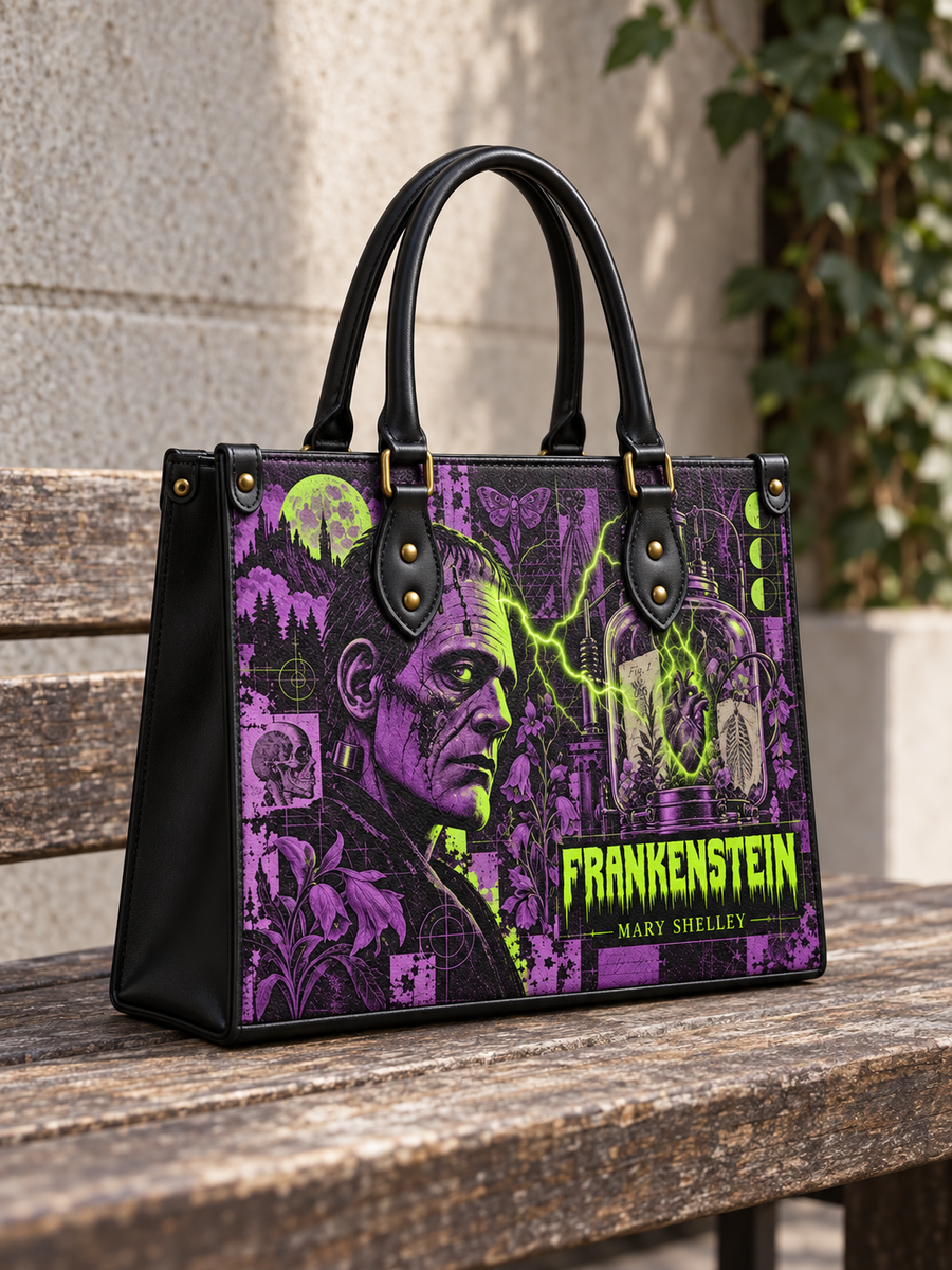 "Frankenstein" Lablight Violet - Black Interior - Leather Handbag