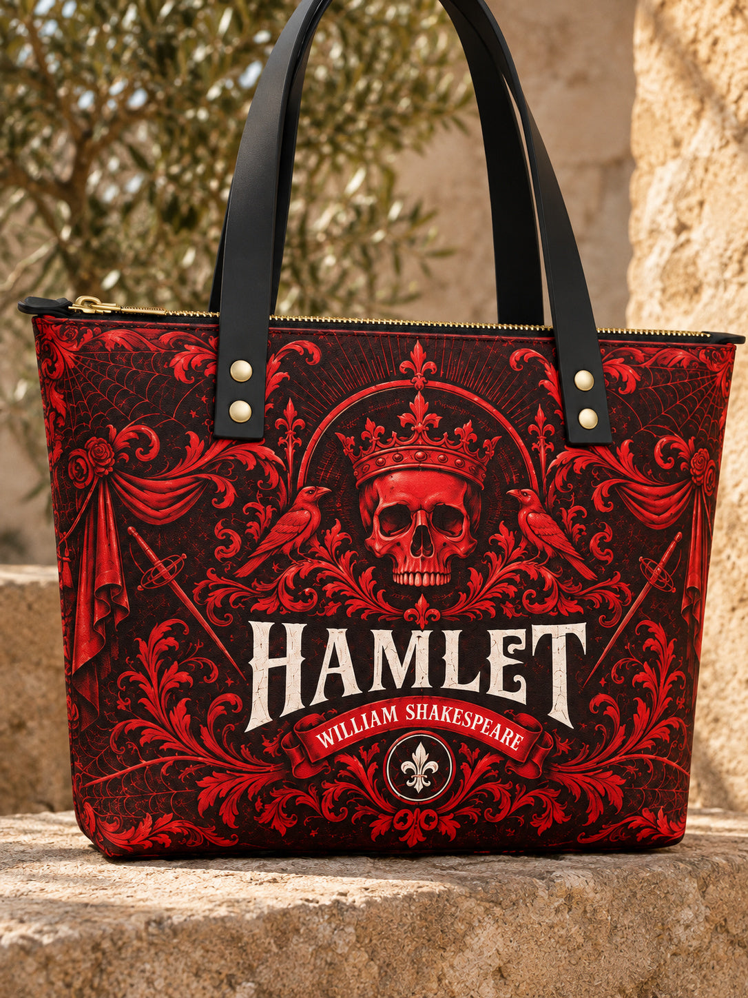 "Hamlet" The Red Room Leather Tote Bag