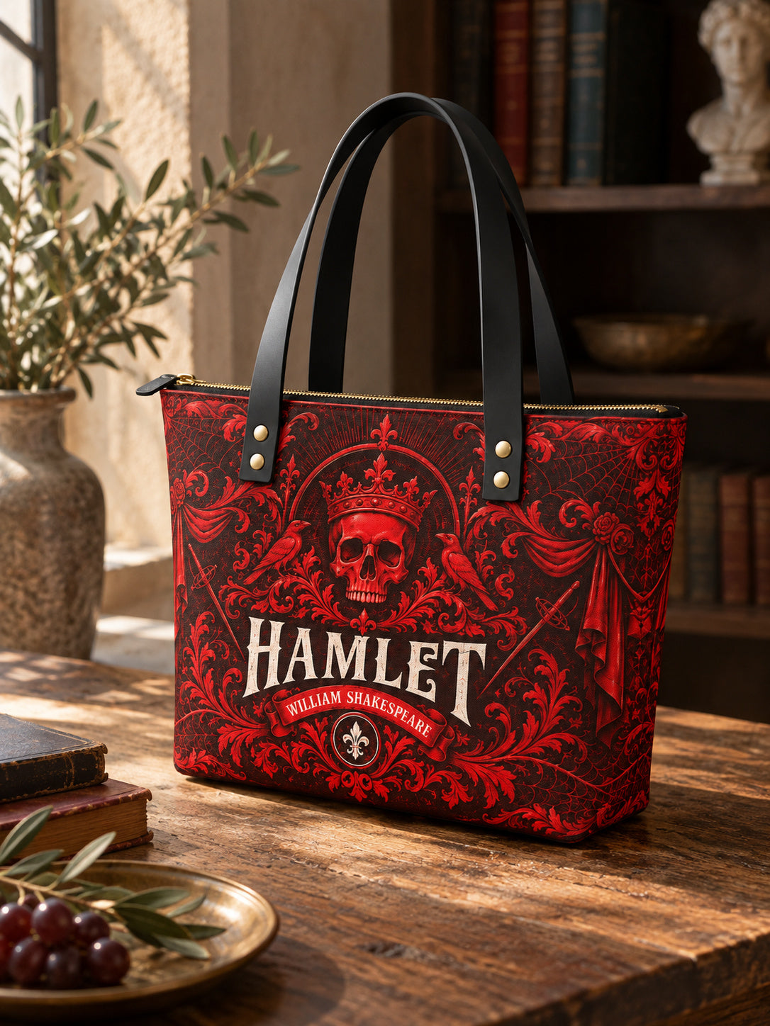 "Hamlet" The Red Room Leather Tote Bag