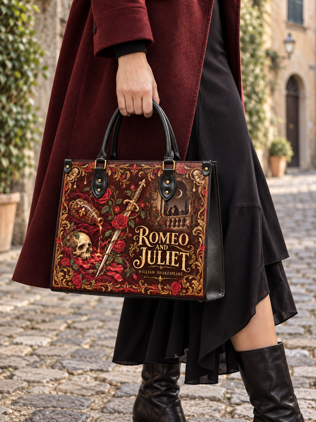 "Romeo And Juliet" Poison Rose Leather Handbag