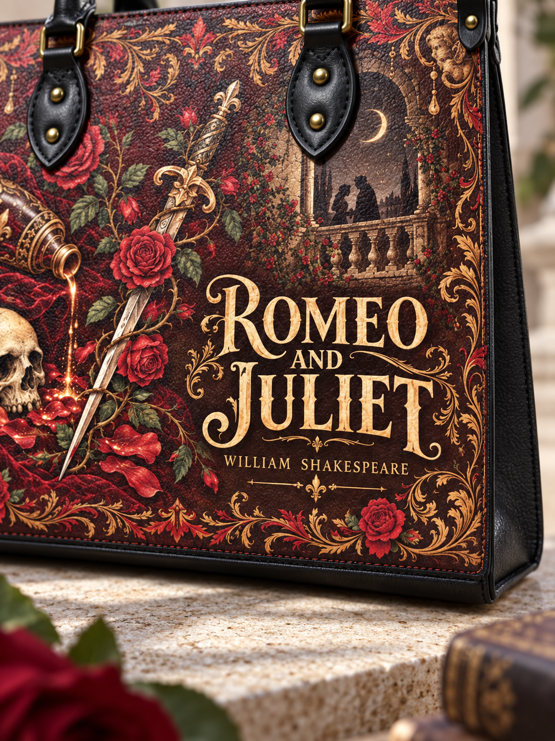"Romeo And Juliet" Poison Rose Leather Handbag
