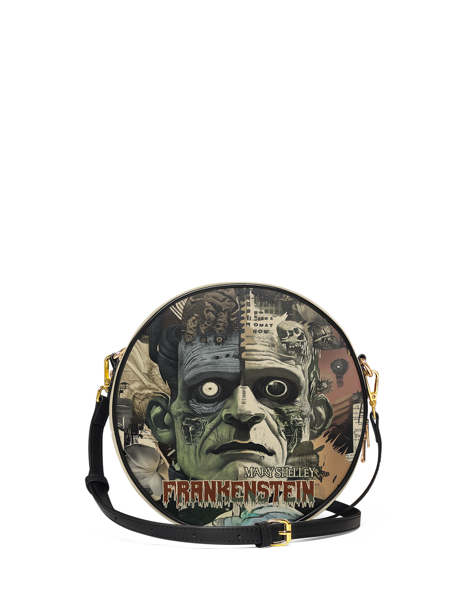 "Frankenstein" Old Parchment Circle Crossbody Bag