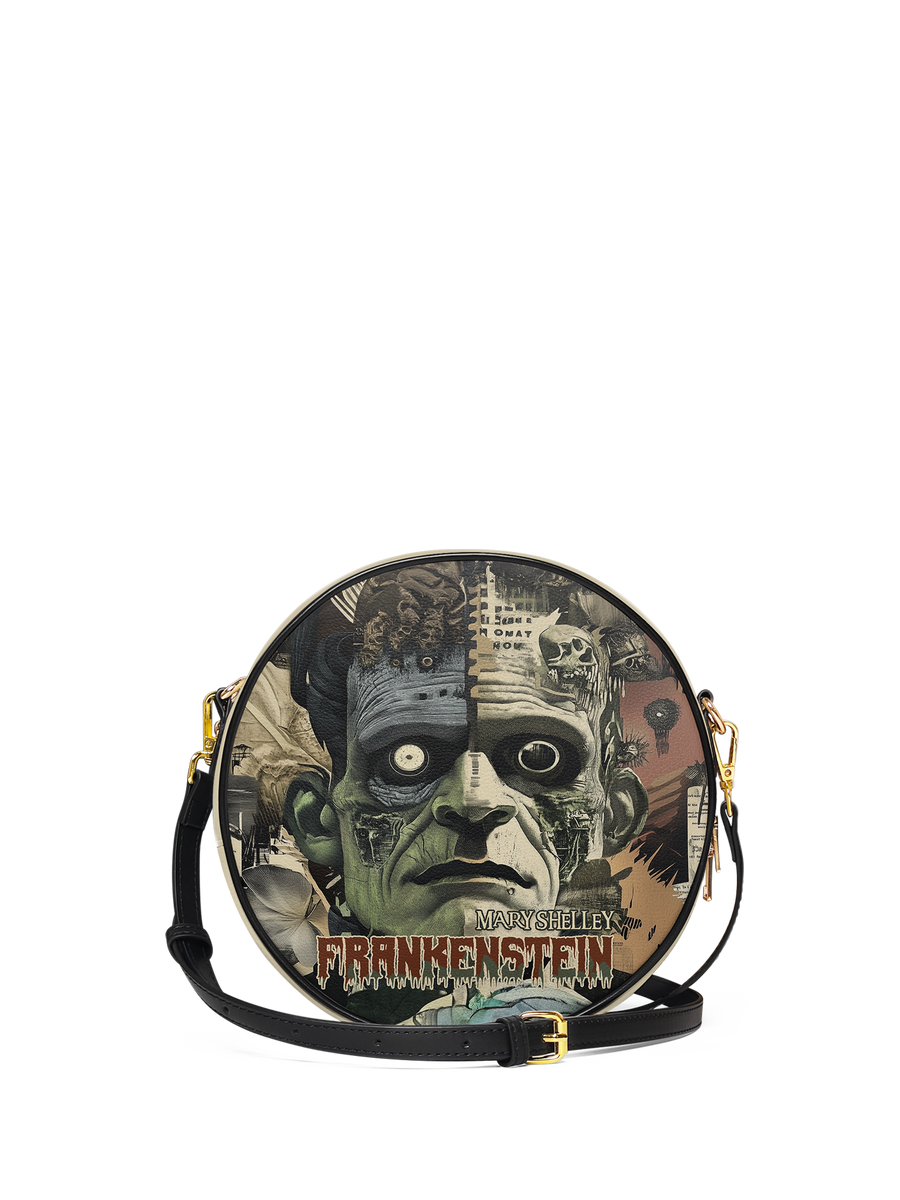 "Frankenstein" Old Parchment Circle Crossbody Bag
