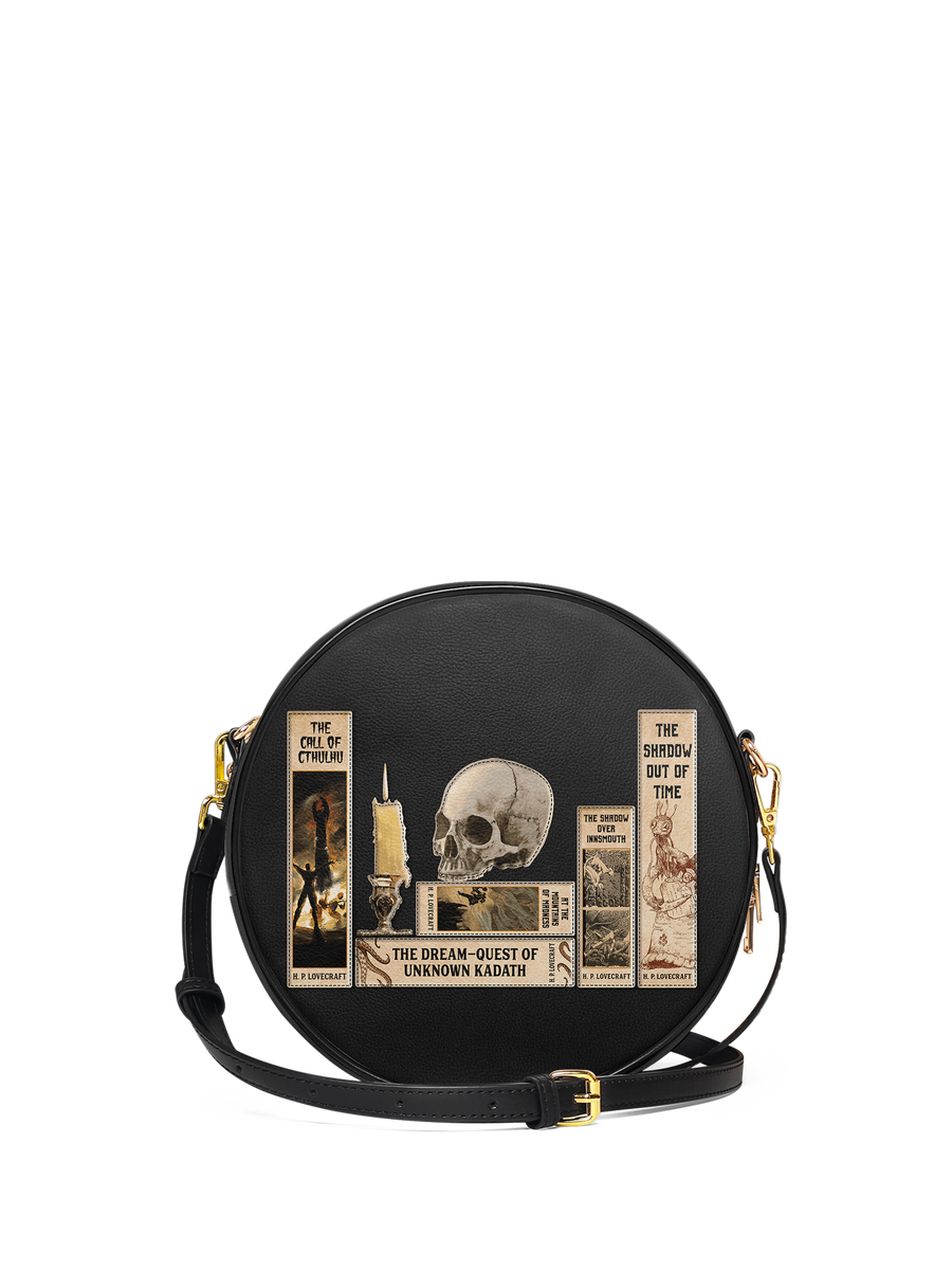 Lovecraftian Black Circle Crossbody Bag