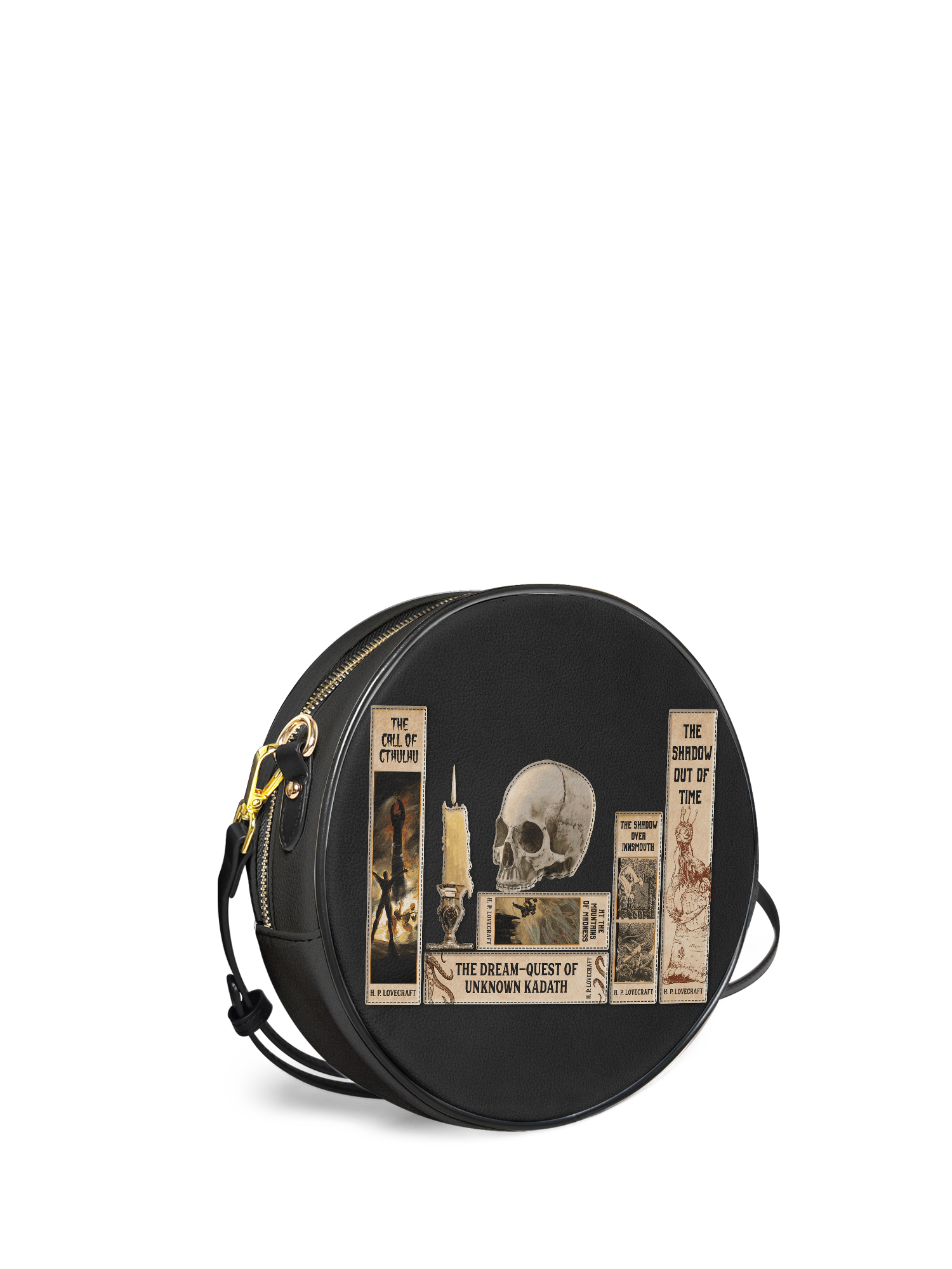 Lovecraftian Black Circle Crossbody Bag
