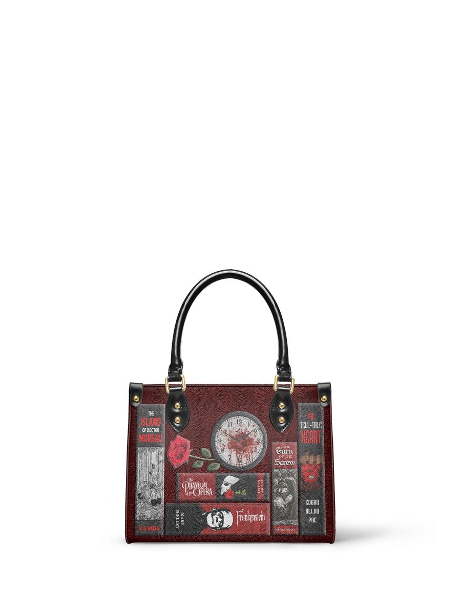 "The Crimson Codex" Small Leather Handbag