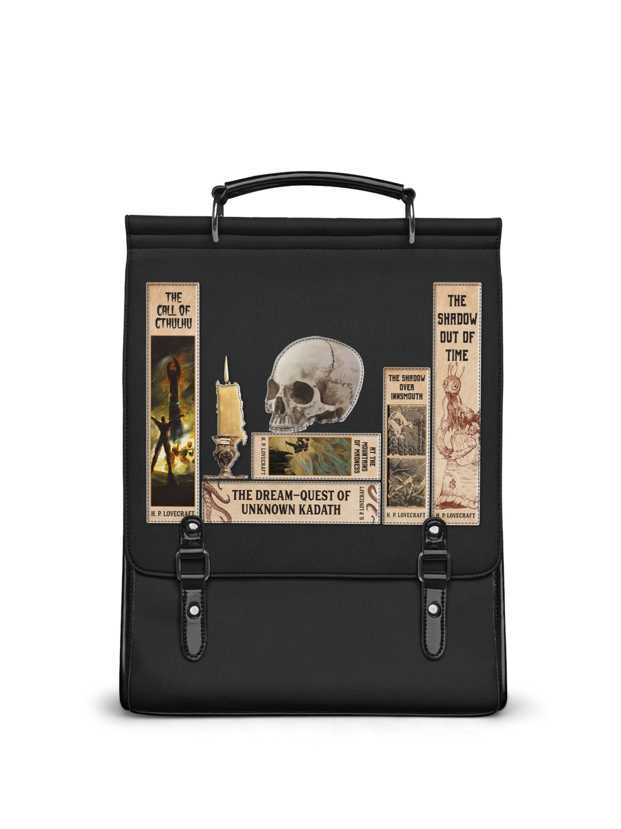 Lovecraftian Black Leather Backpack