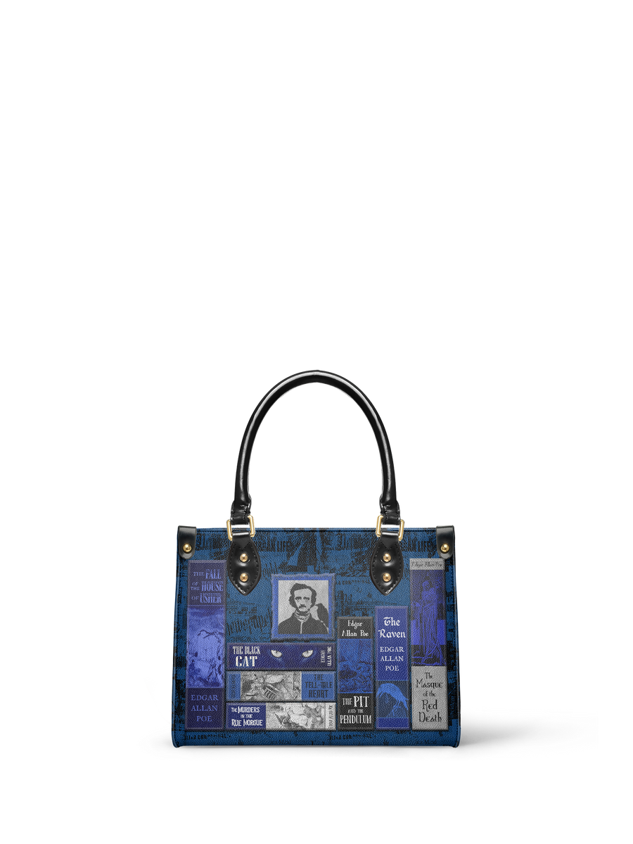 "Poe's Library" Midnight Ink Small Leather Handbag