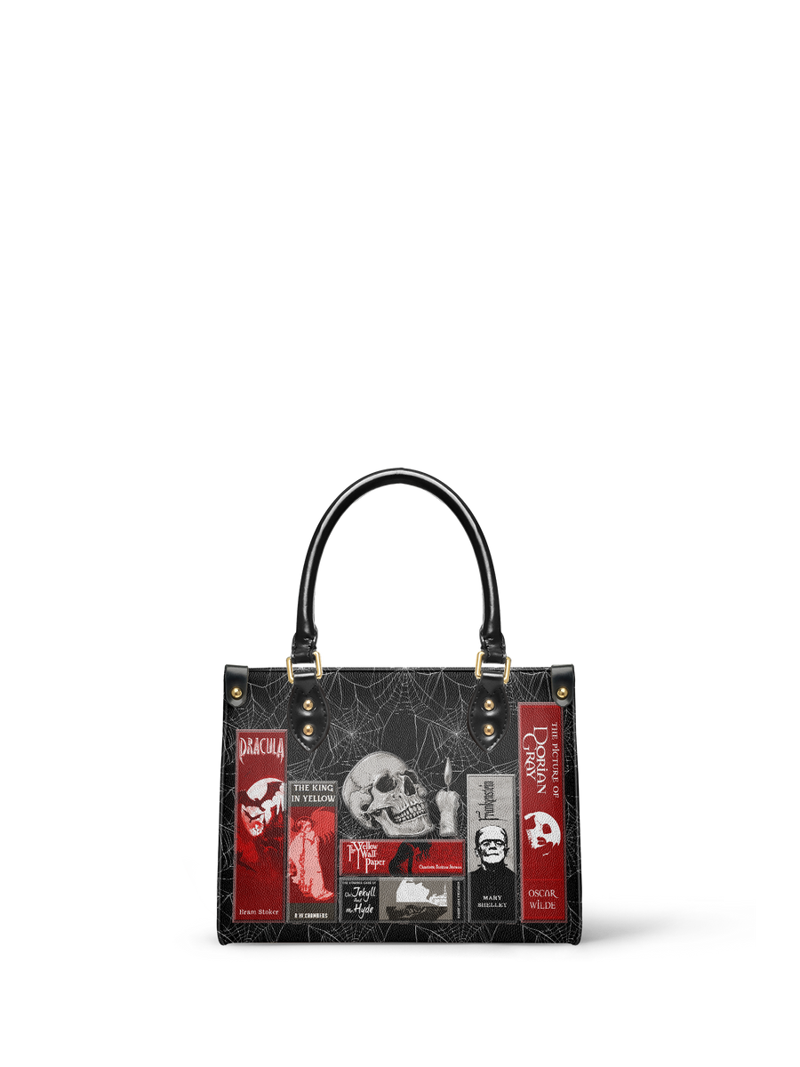 "The Codex of Gothic Tales" Black Widow’s Kiss Small Leather Handbag