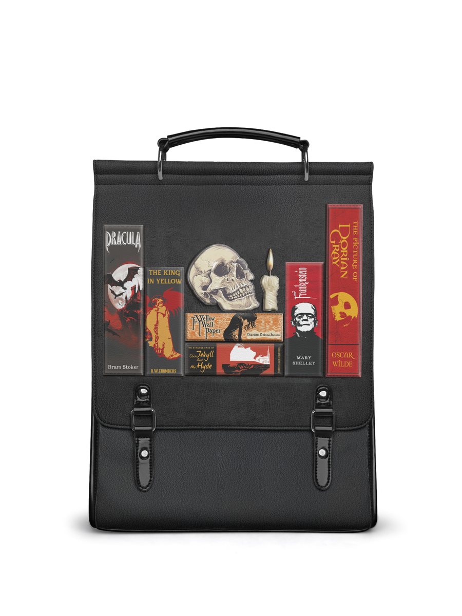 "The Codex of Gothic Tales" Deadlight Black Leather Backpack