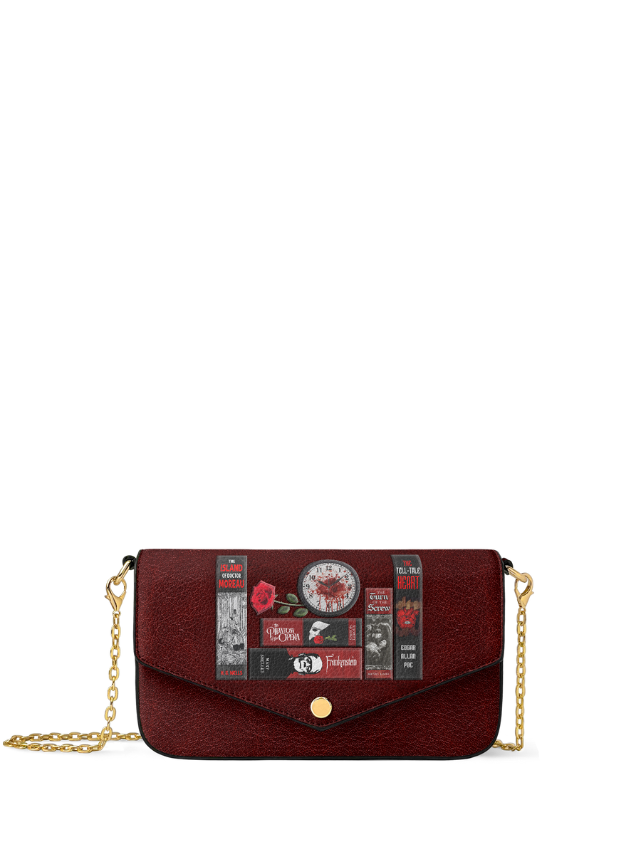 "The Crimson Codex" Envelope Chain Crossbody Bag