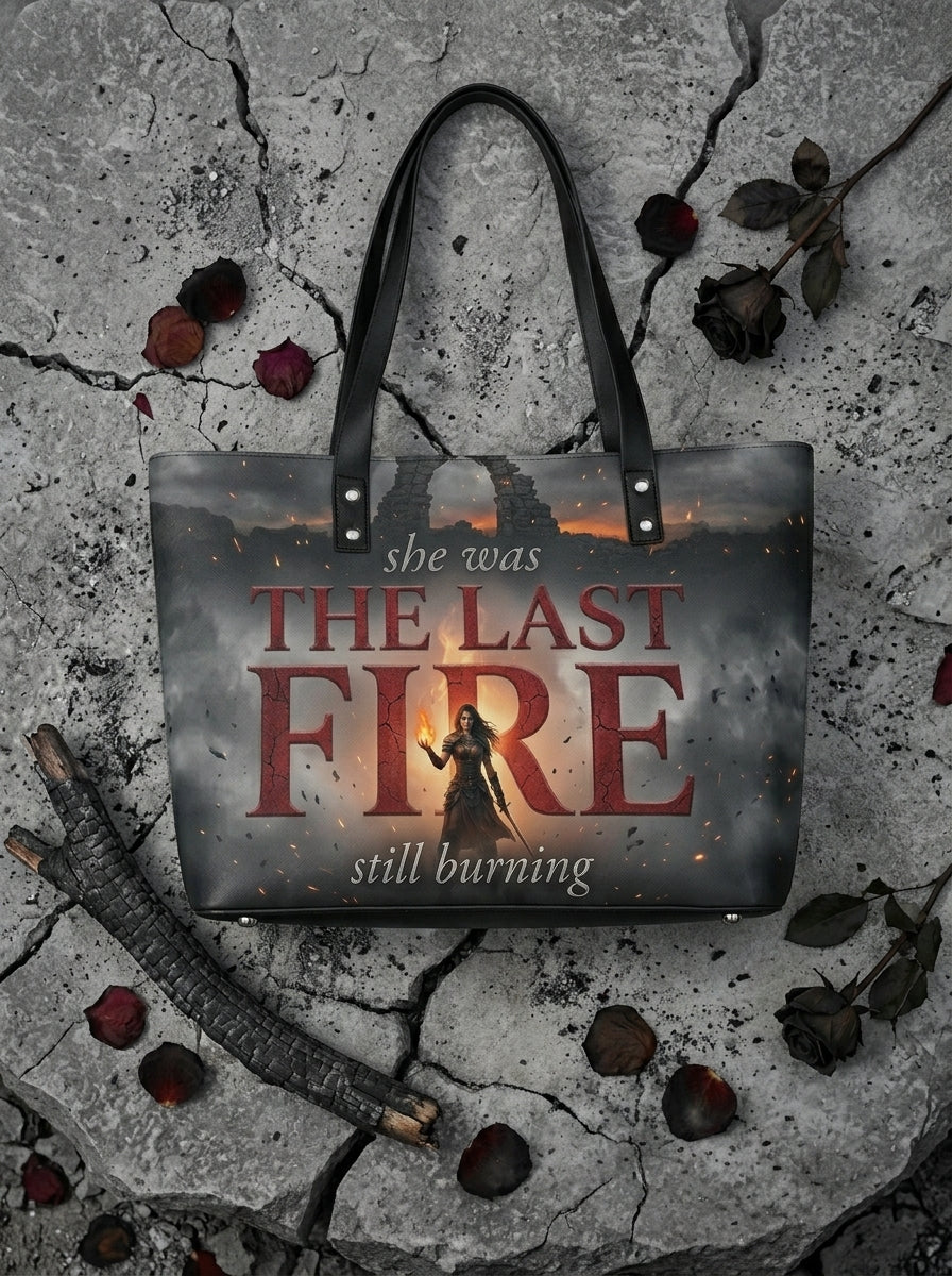 "The Last Fire (Still Burning)" Warrior Leather Tote Bag