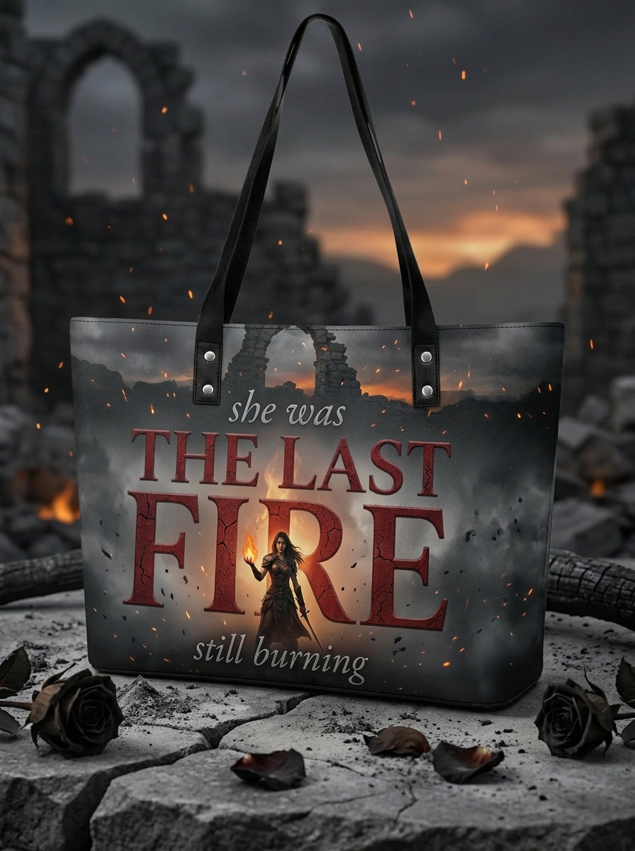 "The Last Fire (Still Burning)" Warrior Leather Tote Bag