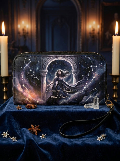"Born of Night and Stars" Celestial Long Wallet