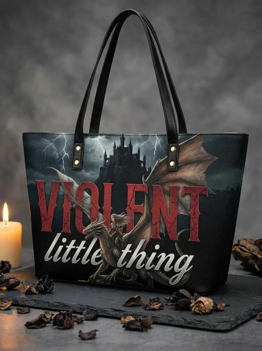 "Violent Little Thing" Dragon Rider Leather Tote Bag