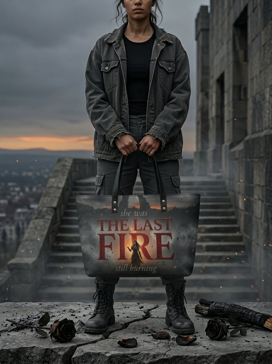 "The Last Fire (Still Burning)" Warrior Leather Tote Bag