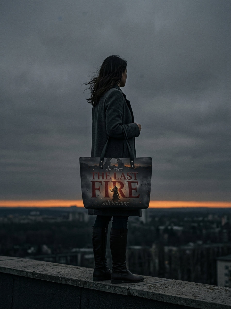 "The Last Fire (Still Burning)" Warrior Leather Tote Bag