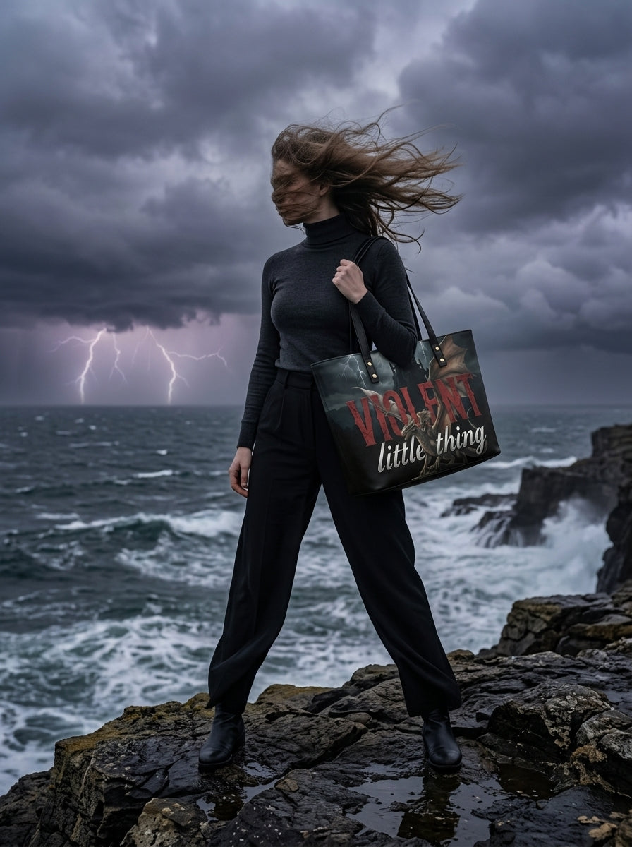 "Violent Little Thing" Dragon Rider Leather Tote Bag