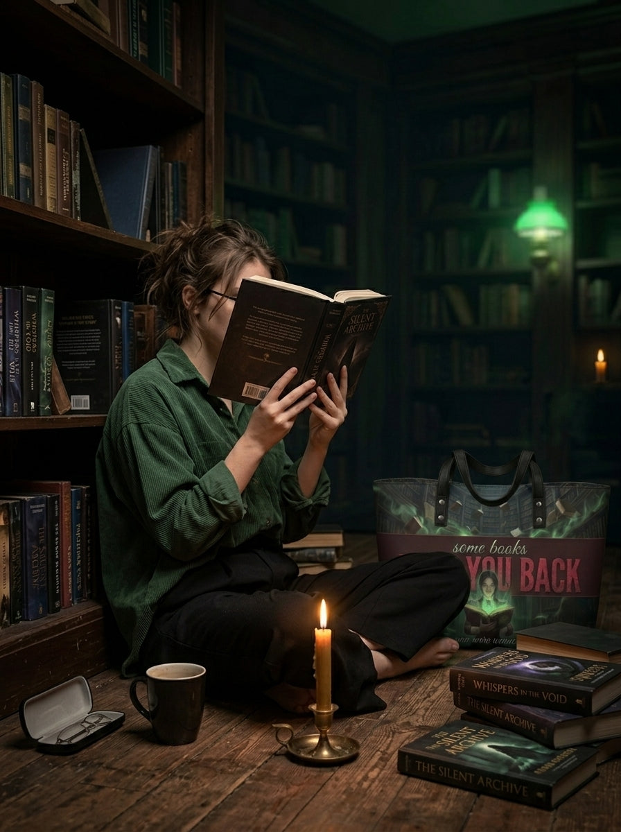 "Some Books Read You Back" Forbidden Library Leather Tote Bag