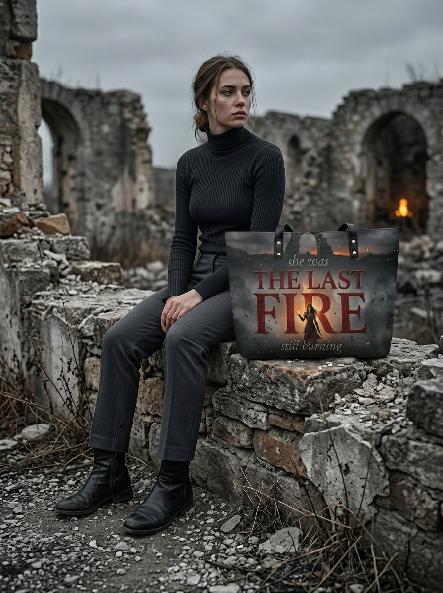 "The Last Fire (Still Burning)" Warrior Leather Tote Bag