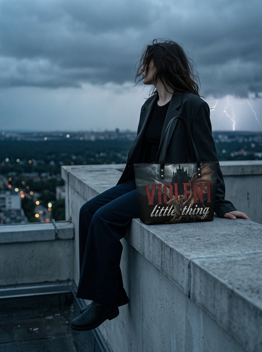 "Violent Little Thing" Dragon Rider Leather Tote Bag