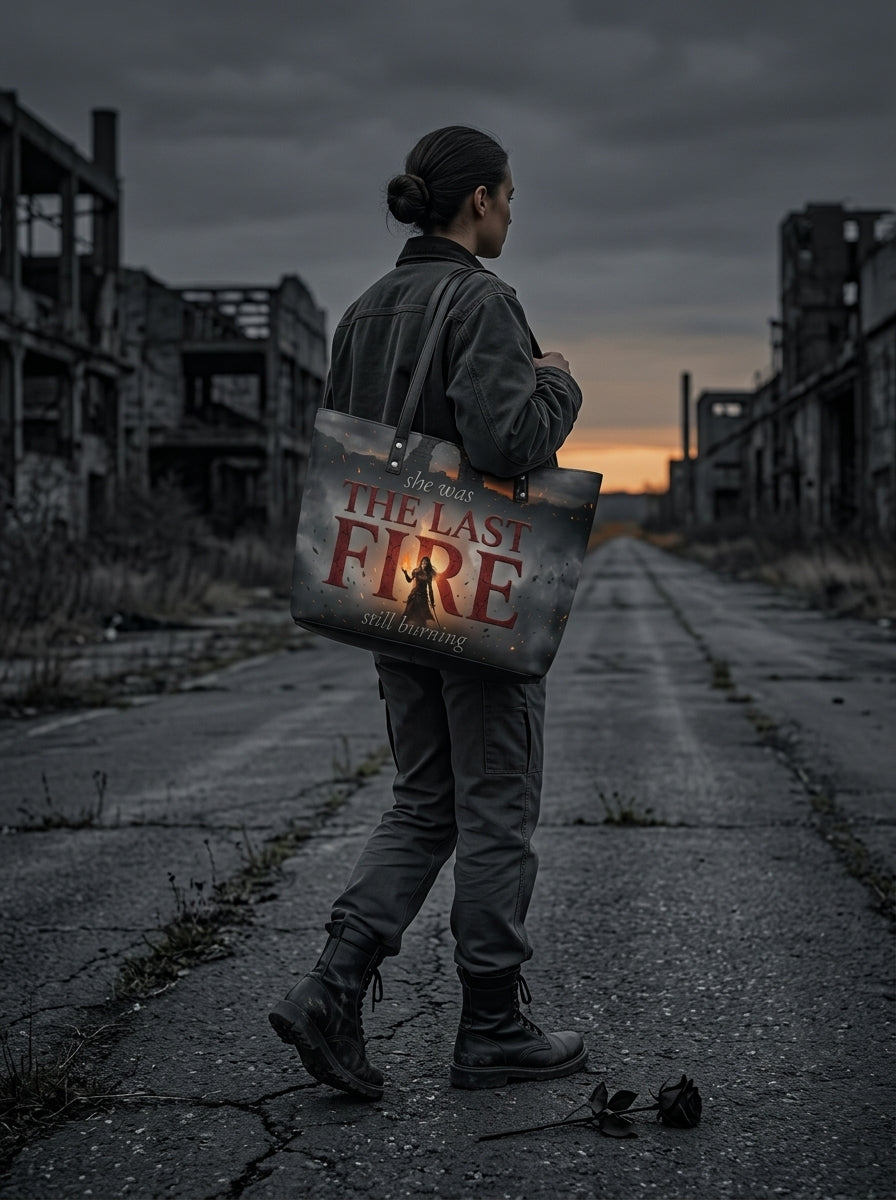 "The Last Fire (Still Burning)" Warrior Leather Tote Bag