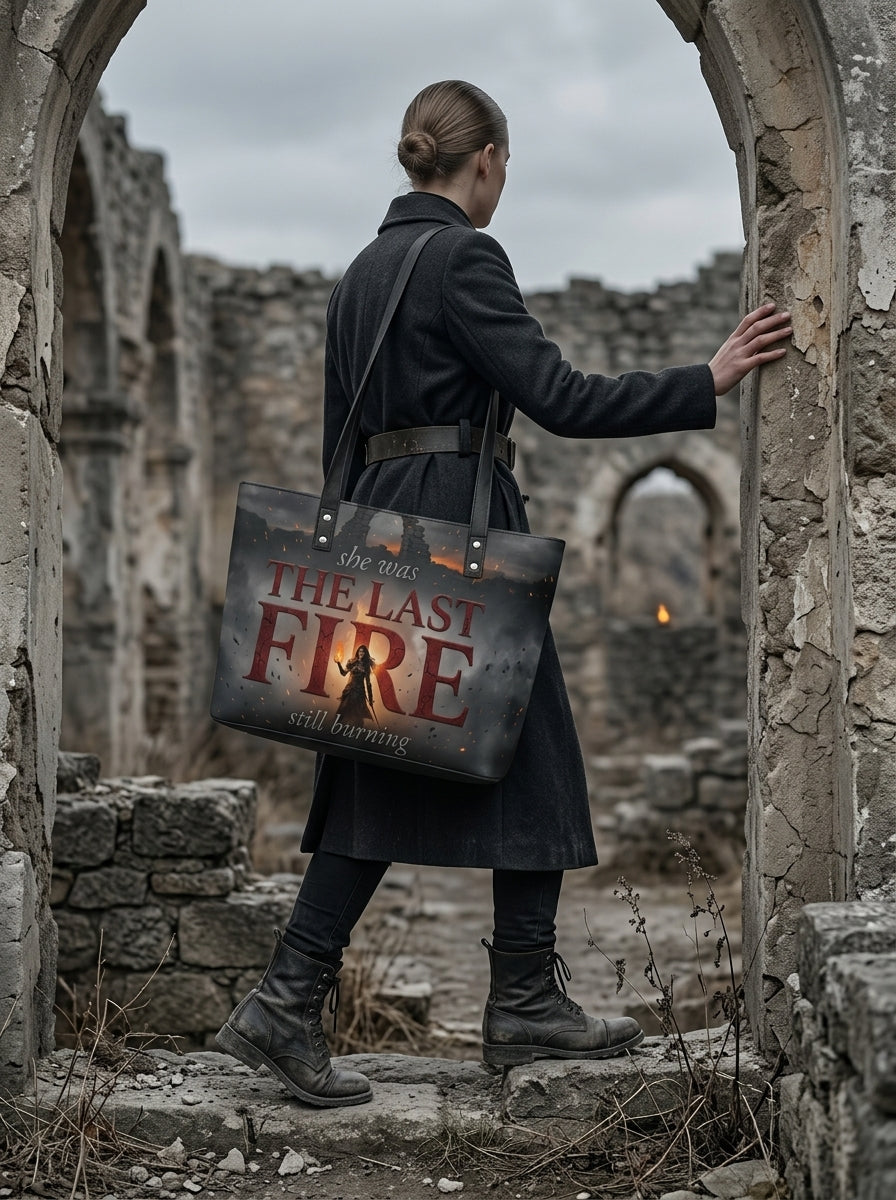 "The Last Fire (Still Burning)" Warrior Leather Tote Bag