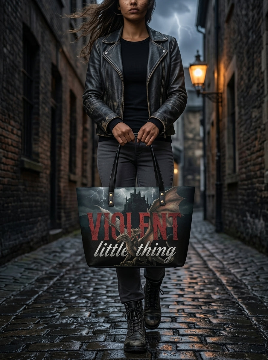 "Violent Little Thing" Dragon Rider Leather Tote Bag