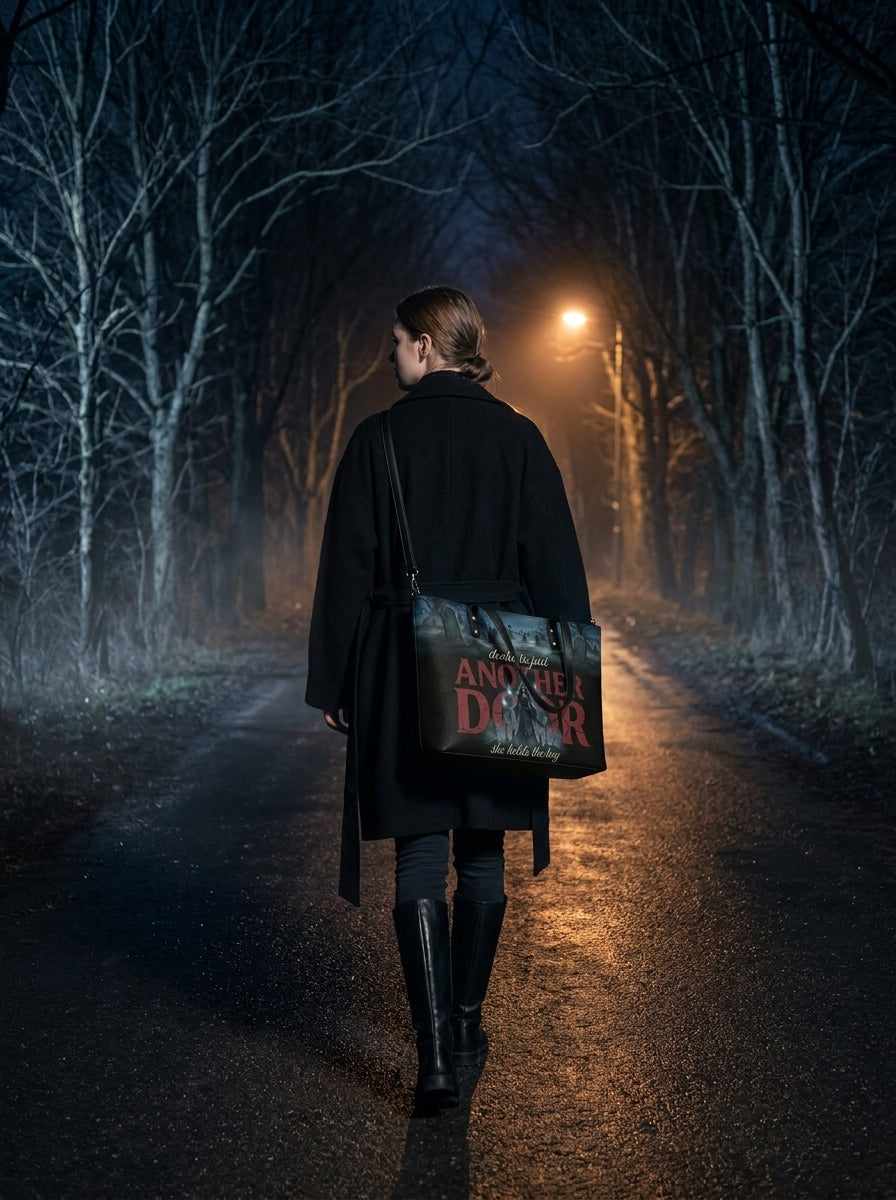 "Death Is Just Another Door" Necromancer Leather Tote Bag