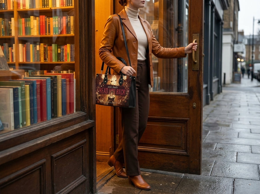"Read You Back" Hush Library Leather Handbag