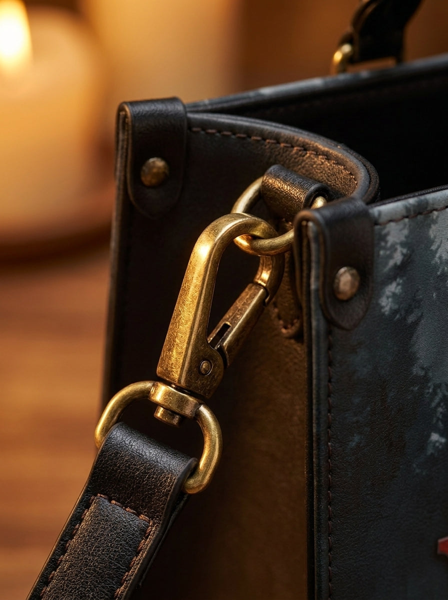 "Wild and Warned You" Winter Wolf Leather Handbag