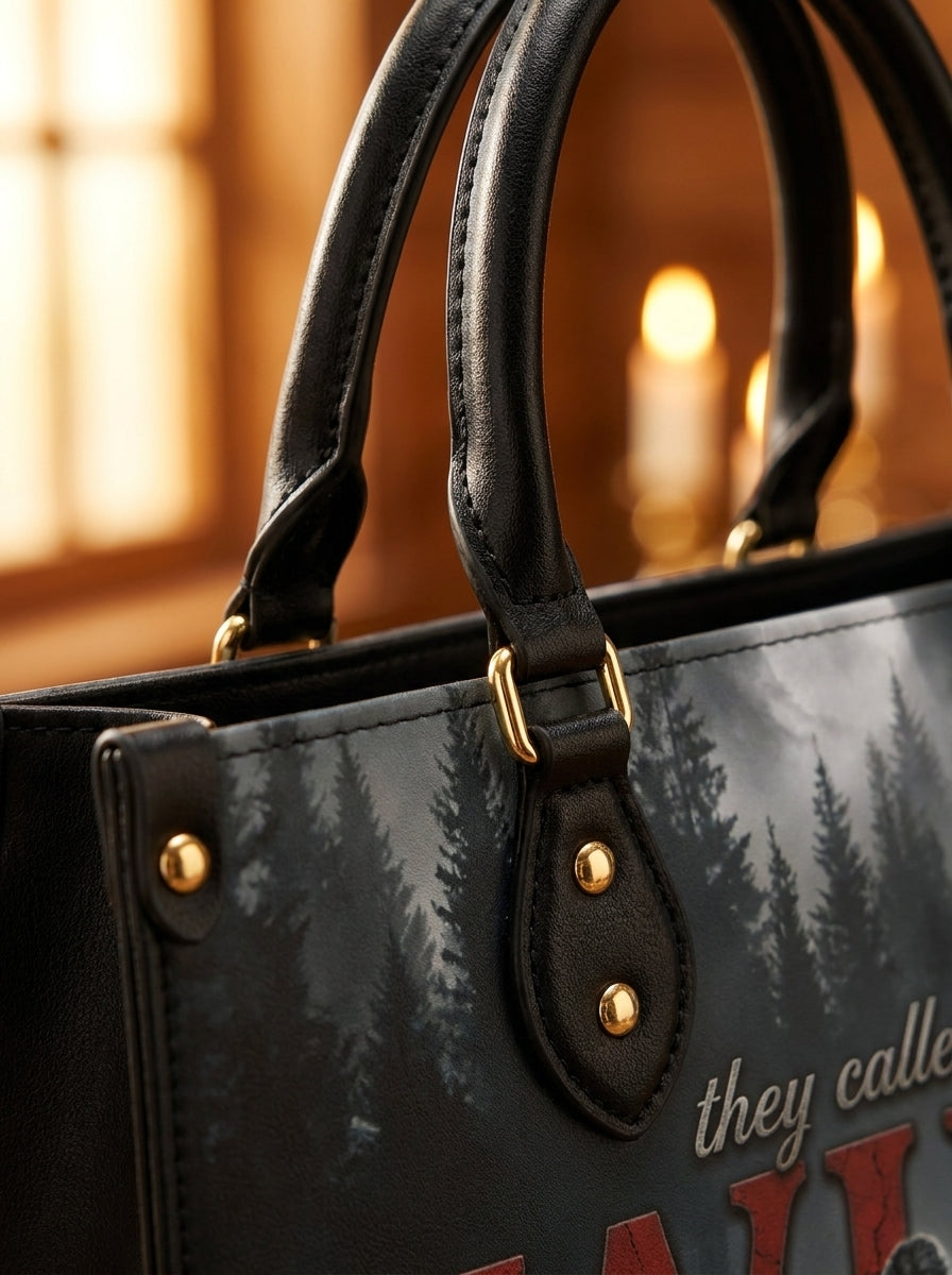 "Wild and Warned You" Winter Wolf Leather Handbag