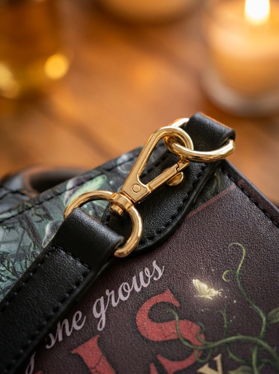 "Kills Beautifully" Witch Garden Leather Handbag