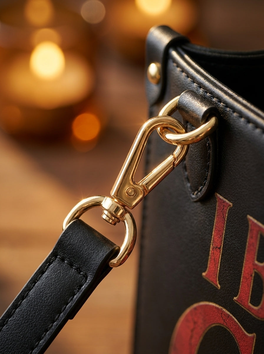 "I Bleed in Gold (But Never Kneel)" Crimson Queen Leather Handbag