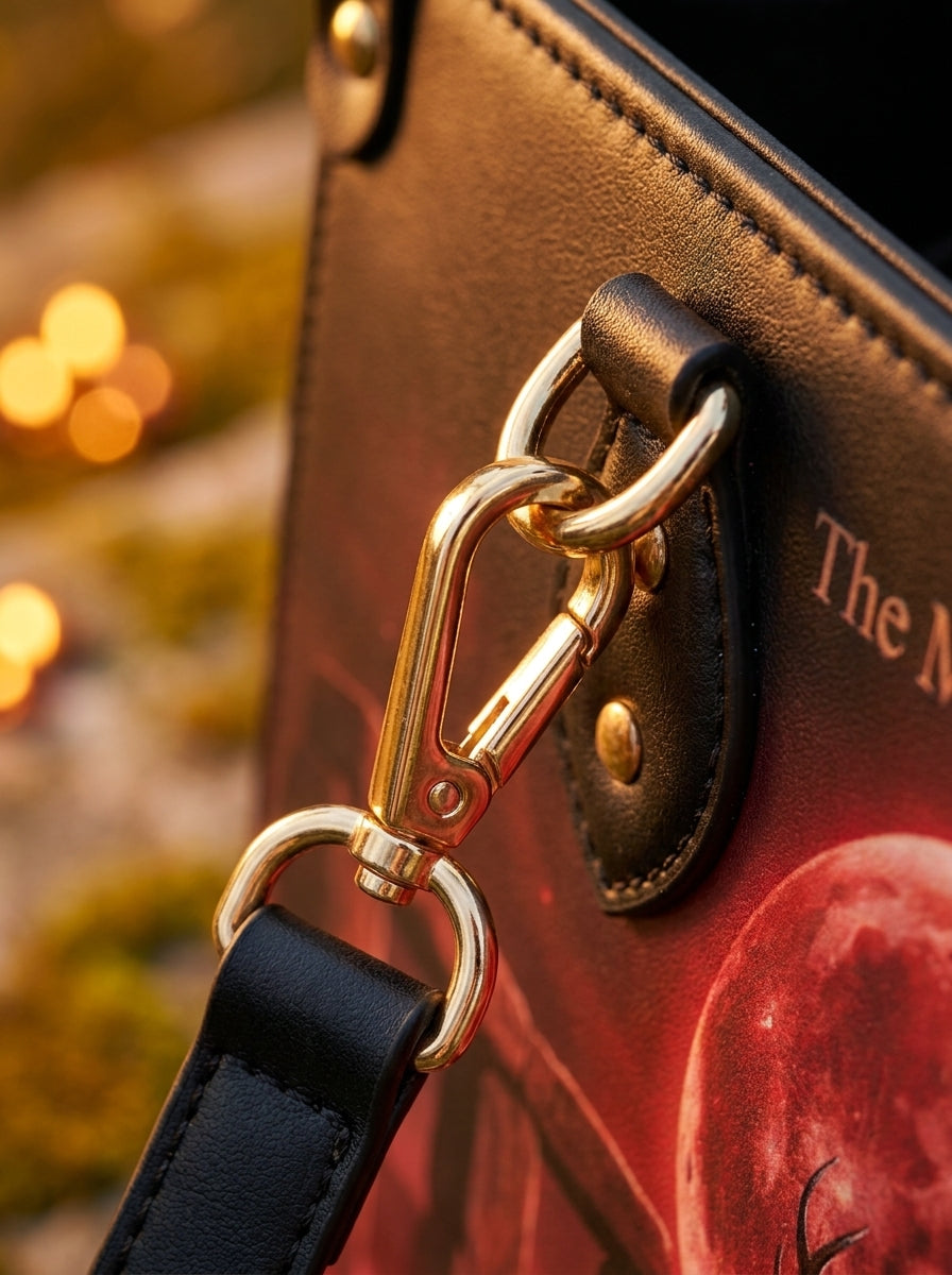 "The Moon Chose Me" Blood Moon Druid Leather Handbag