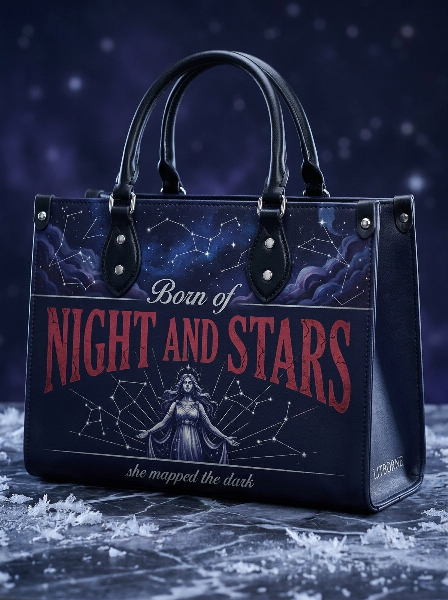 "She Mapped the Dark" Celestial Cartographer Leather Handbag