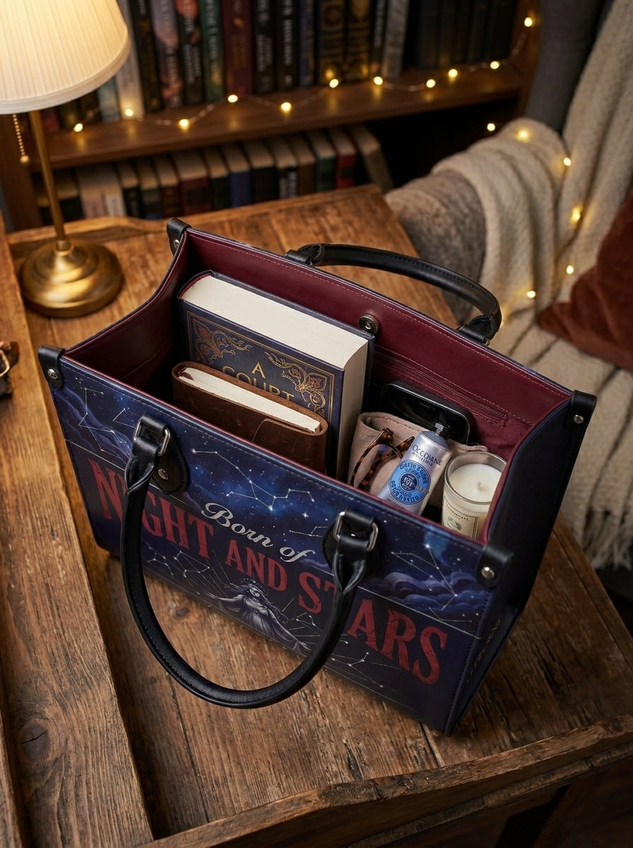 "She Mapped the Dark" Celestial Cartographer Leather Handbag