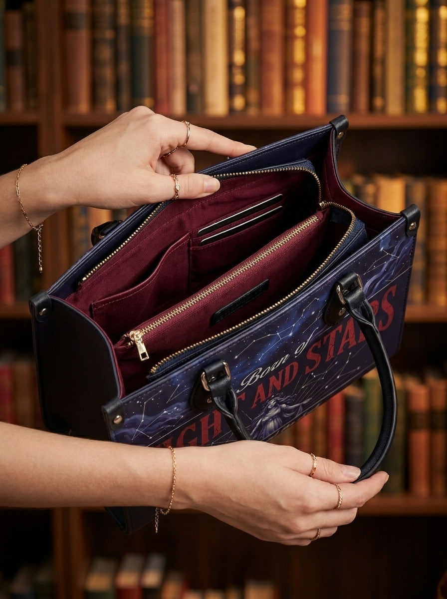 "She Mapped the Dark" Celestial Cartographer Leather Handbag