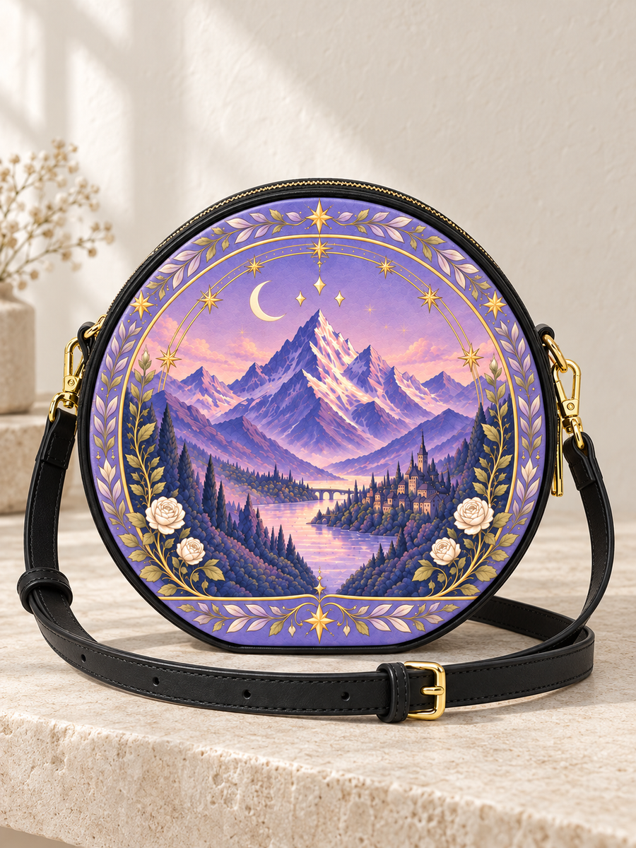 "Lavender Peaks" Twilight Valley Circle Crossbody Bag