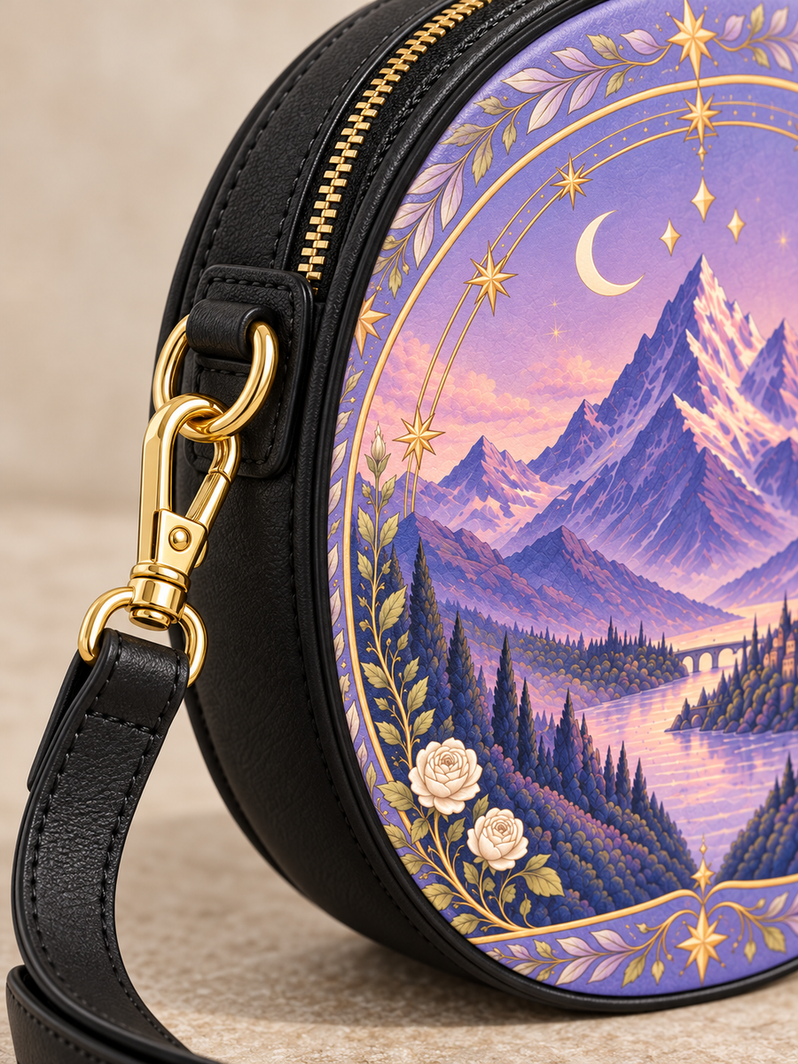 "Lavender Peaks" Twilight Valley Circle Crossbody Bag