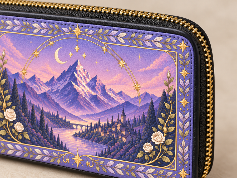 "Lavender Peaks" Twilight Valley Long Wallet