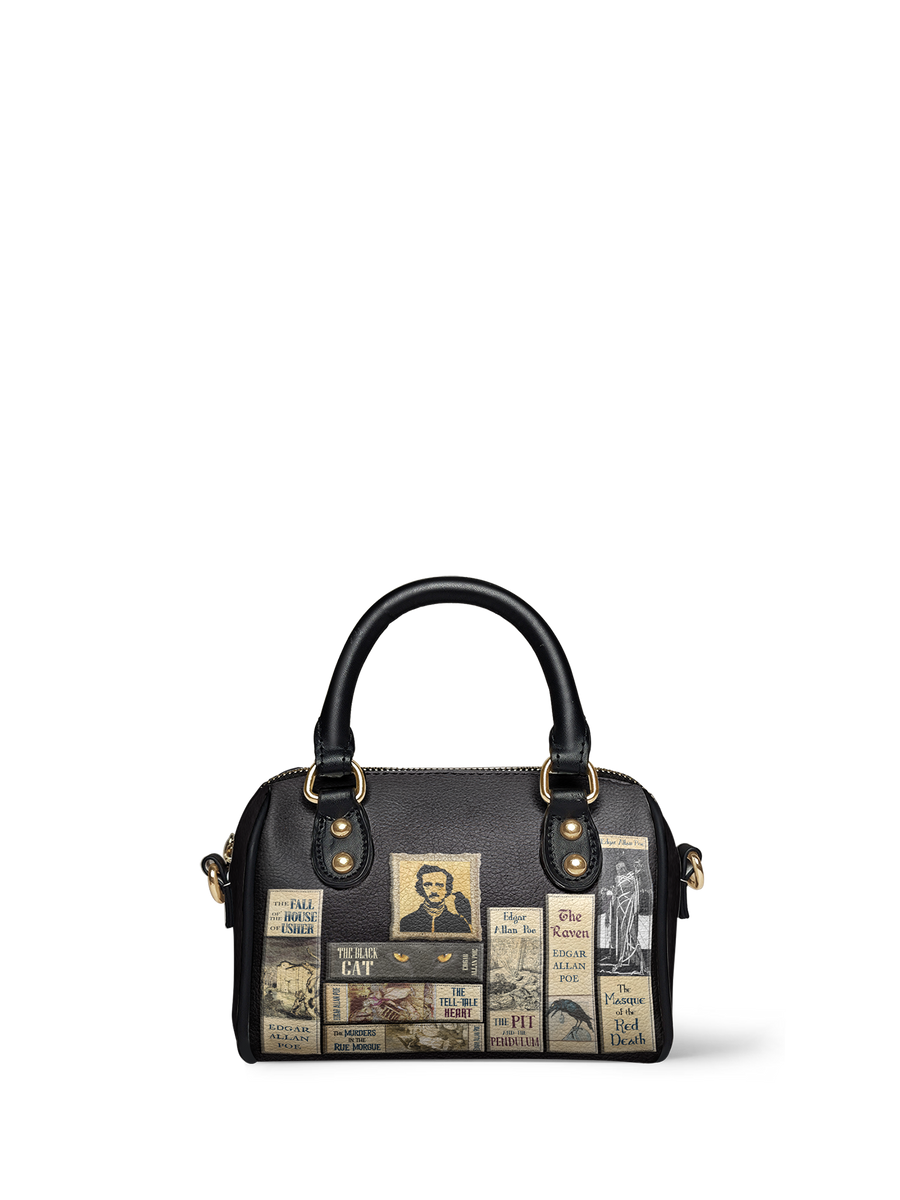 "Poe's Library" Ashen Black Mini Satchel