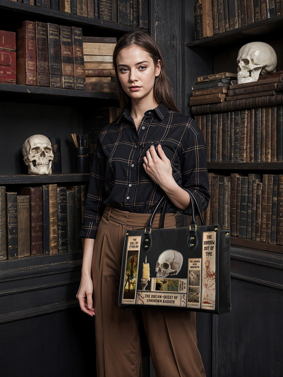 Lovecraftian Black Leather Handbag
